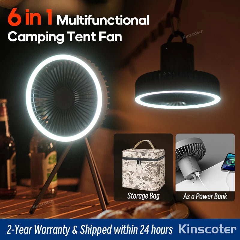 🟠 Πολυλειτουργικά εργαλεία κάμπινγκ επαναφορτιζόμενες LED Camping Light Fan Φορητή 100mah φωτισμού σκηνής για υπαίθριο κυκλοφορητή