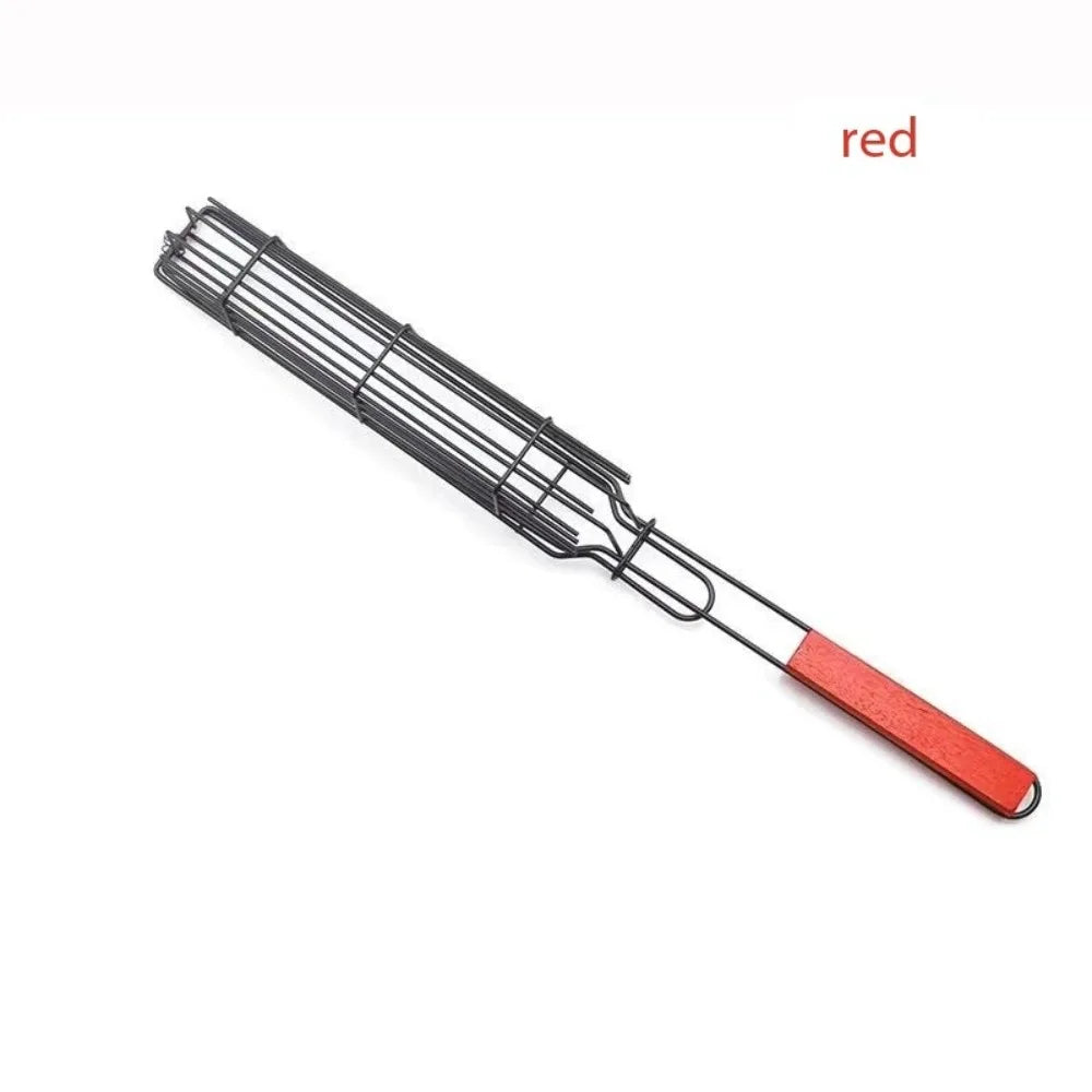 Portable Mini Barbecue Cage &ndash; Durable Stainless Steel Grill Mesh Red