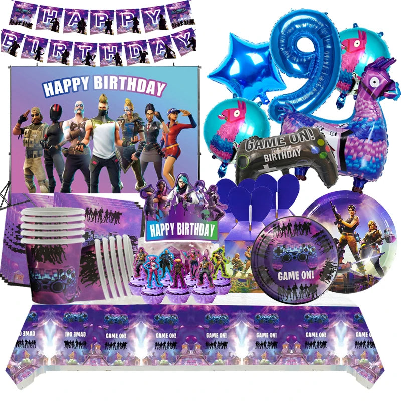 Fortnition Themed Birthday Party Supplies - Cartoon Alpaca &amp; Llama Decorations