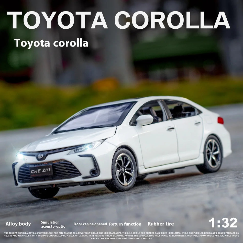 Diecast Car Model With Sound And Light Pull Back for Toyota Corolla 1:32