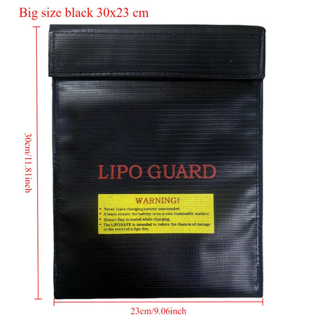 RC LiPo Battery Fireproof Storage Bag &ndash; Explosion Proof 30cm x 23cm Black