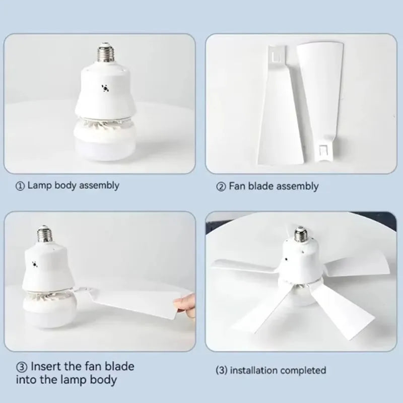 Ceiling Fan With LED Light With Remote Control - Dimmable