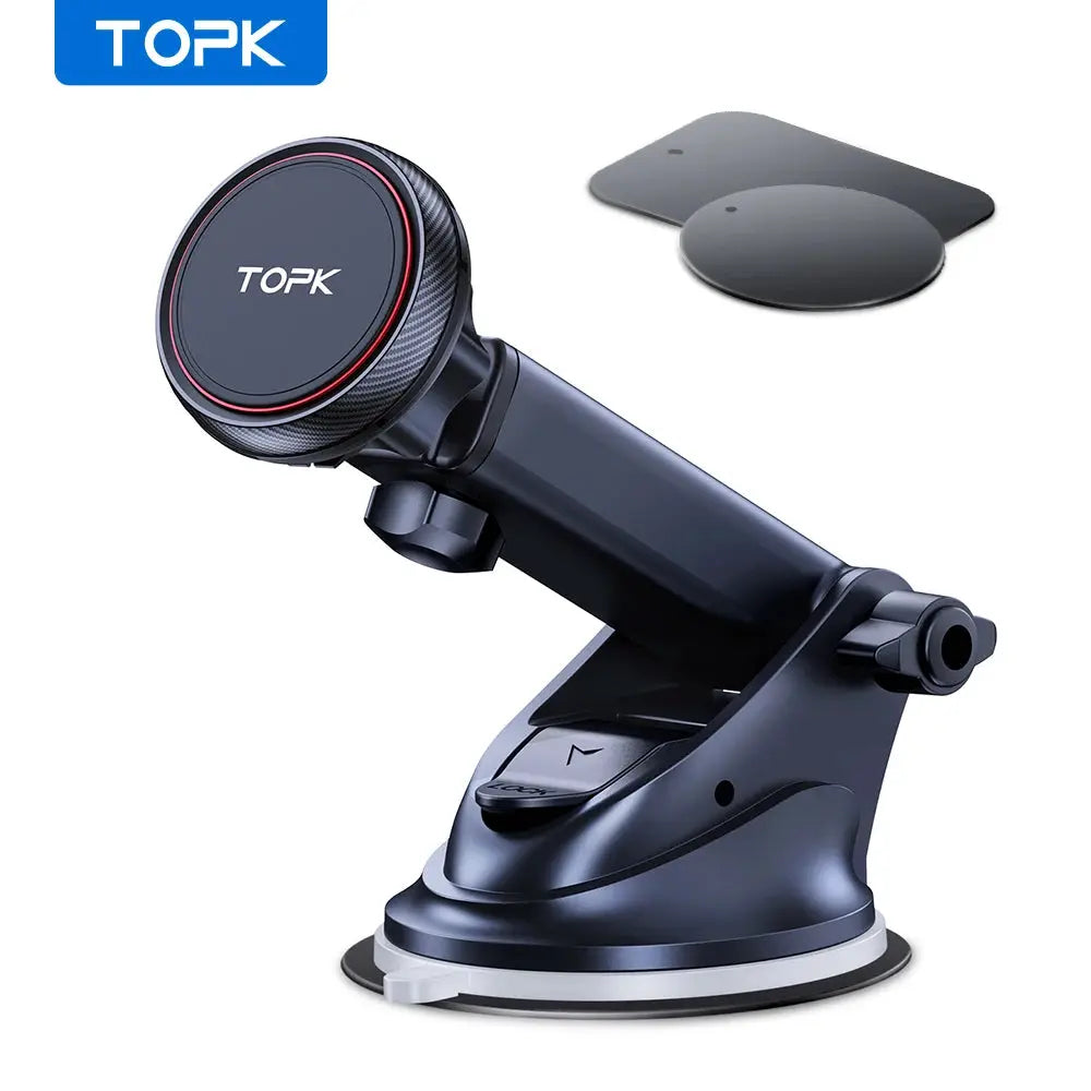TOPK Universal Magnetic Car Phone Holder Mount 360°Rotationfor Air Vent & Dashboard Windshield Suction Cup Stand for All Phones by InterCyprus Trading Ltd