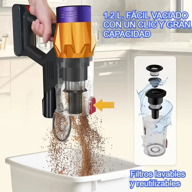 Bezdrátový vysavač V18, 550W 50KPa sací výkon, ruční s odnímatelnou baterií