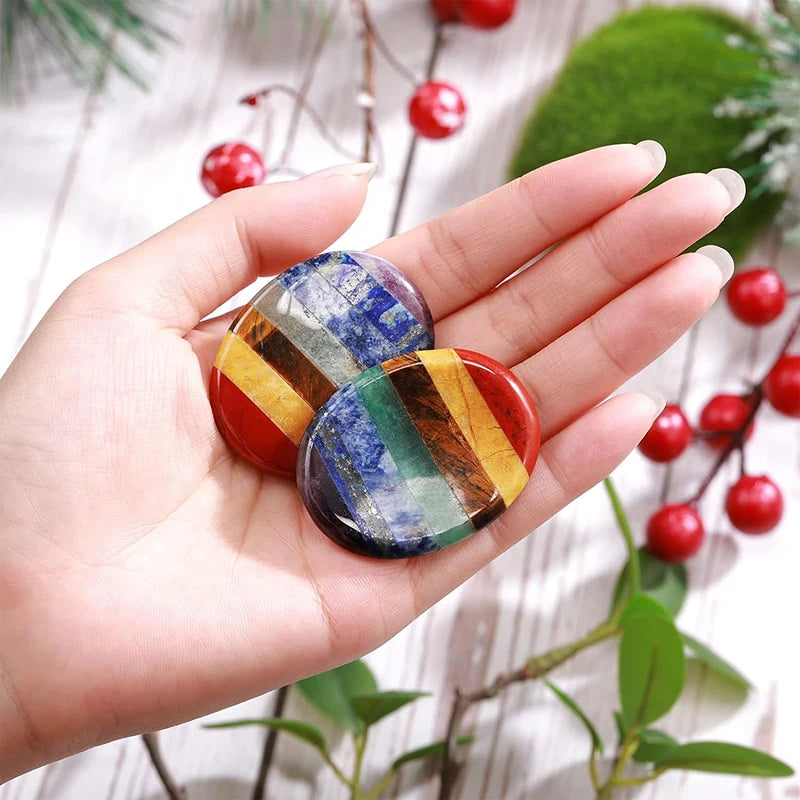 7 Chakra Thumb Worry Stone Set &ndash; Natural Meditation Aid