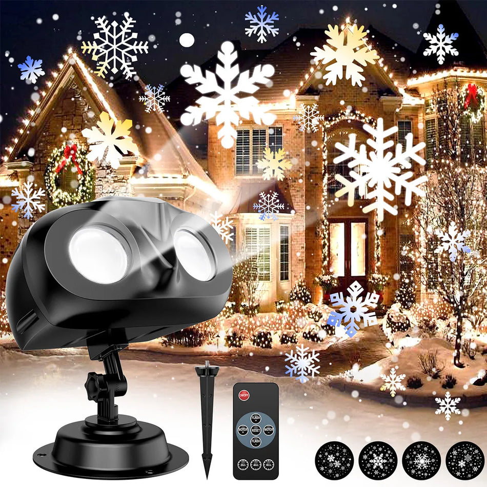 Snowflakes Projection Lamp for Outdoor Christmas, IP65 Waterproof LED with Remote and Timer