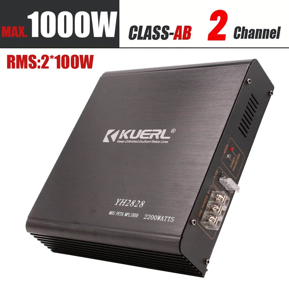 Усилитель мощности автомобиля ZUIDID YH2828, 2x100W, алюминиевый корпус