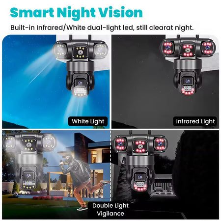 15MP 4G SIM Surveillance Camera Triple-Lens Triple Screens IP66 Outdoor HD Night Vision Outdoor WiFi IP Security Camera V380 Pro