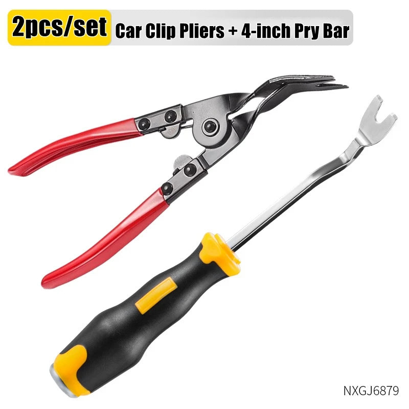 Auto Clip Pliers Car Fastener Trim Rivet Removal Tool Kit for Door Panel &amp; Upholstery 2pcs 1