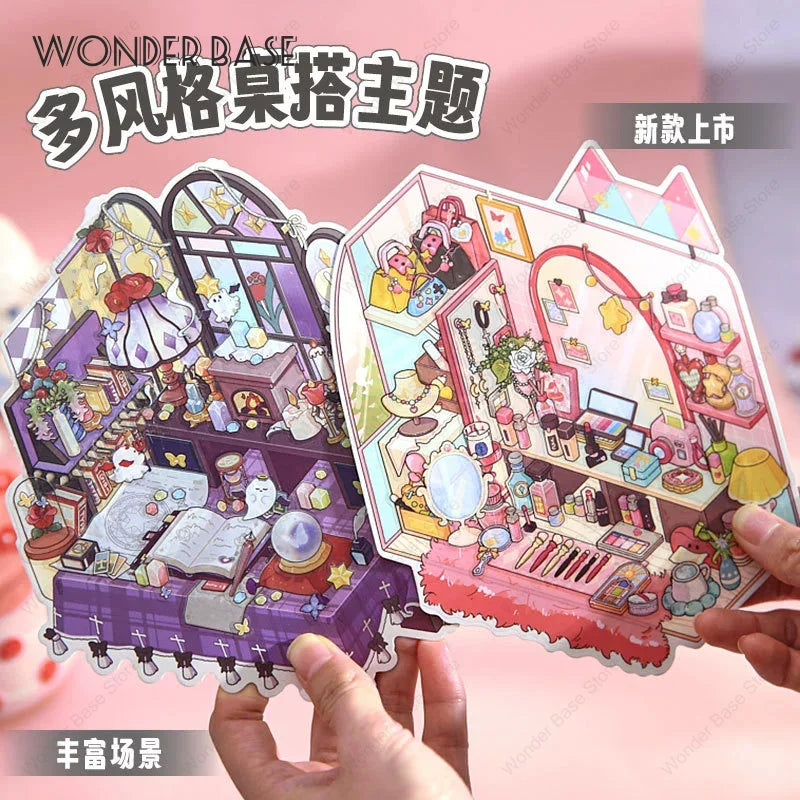 3D DIY Plus Size Corner Desk Miniature Sticker Set for Creative Play