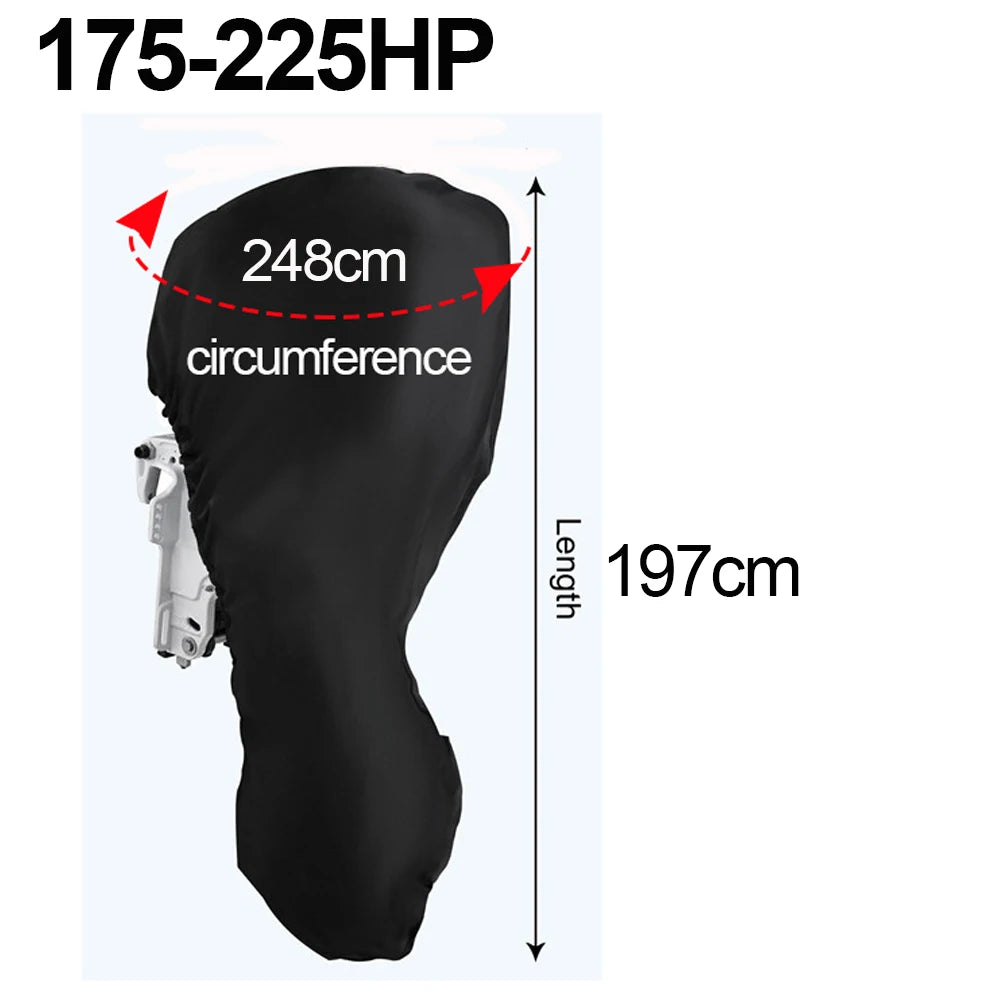 0-350HP Outboard Cover Boat Motor 420D Waterproof Anti-scratch Heavy Duty cover Engine UV-Proof Black outboard motors covers 175-225HP