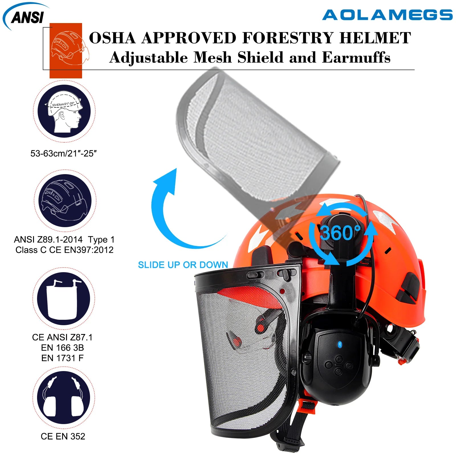 SF06 Forestry Safety Helmet &ndash; Bluetooth 5.0 Goggles Earmuffs