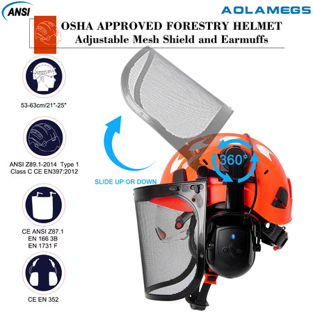 SF06 Forestry Safety Helmet &ndash; Bluetooth 5.0 Goggles Earmuffs
