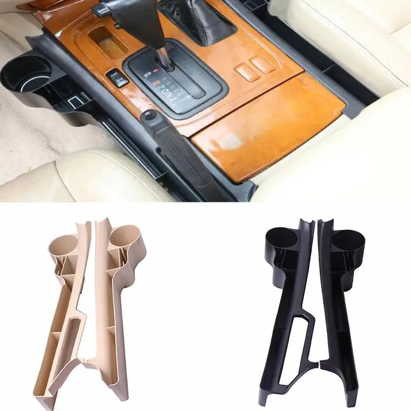 ABS Crevice Storage Box with Cup Holder for Toyota Land Cruiser LC100