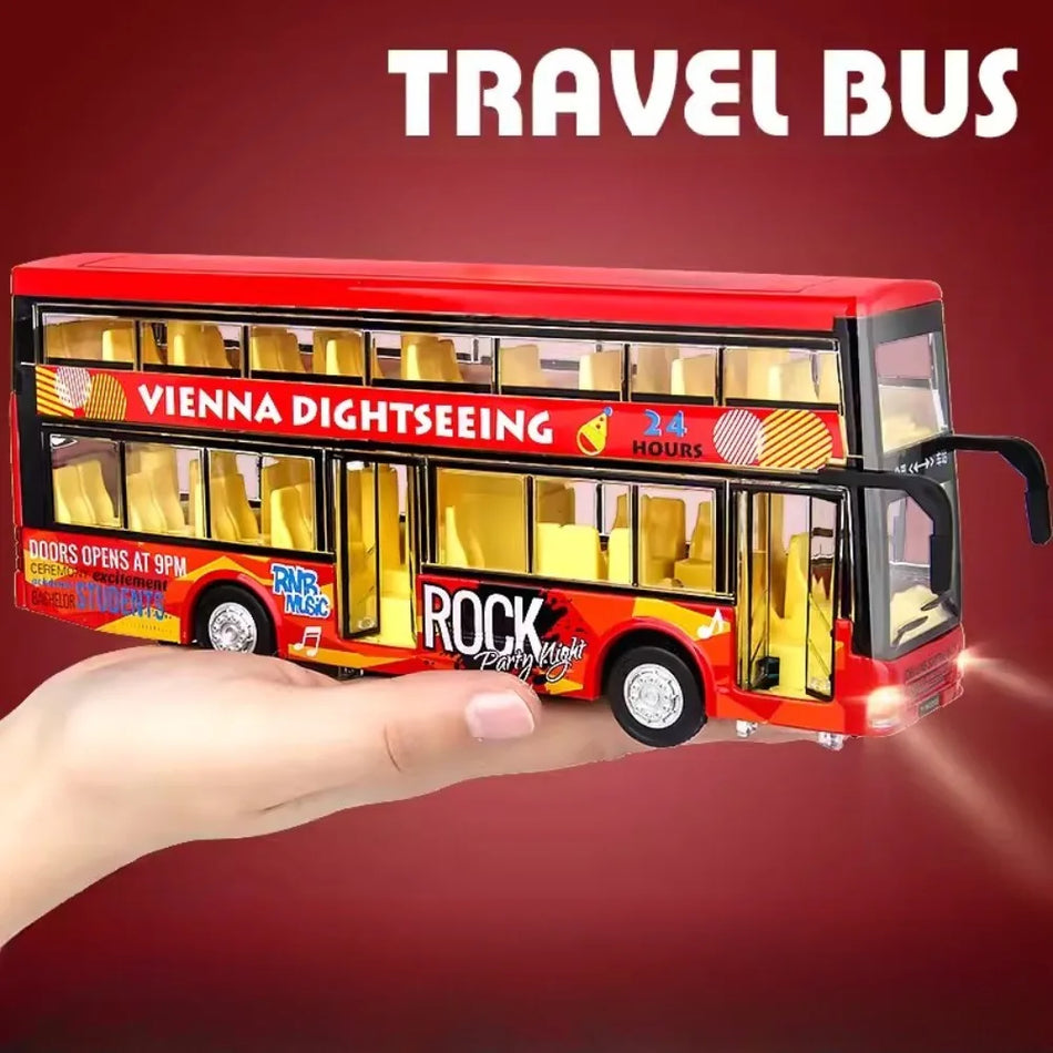 Jucărie autobuz cu etaj dublu din aliaj turnat la scală 1/36 pentru RMZ City