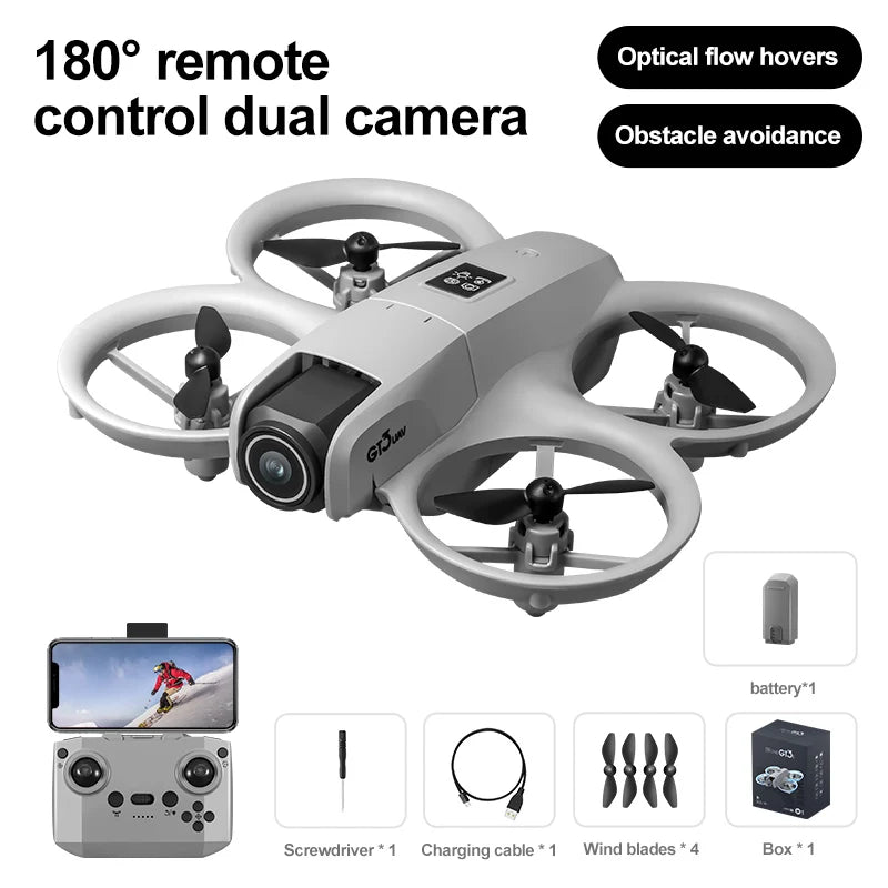 GT3 Mini RC Drone &ndash; Ultra Video 4K Dual Aerial HD Imaging Light Grey