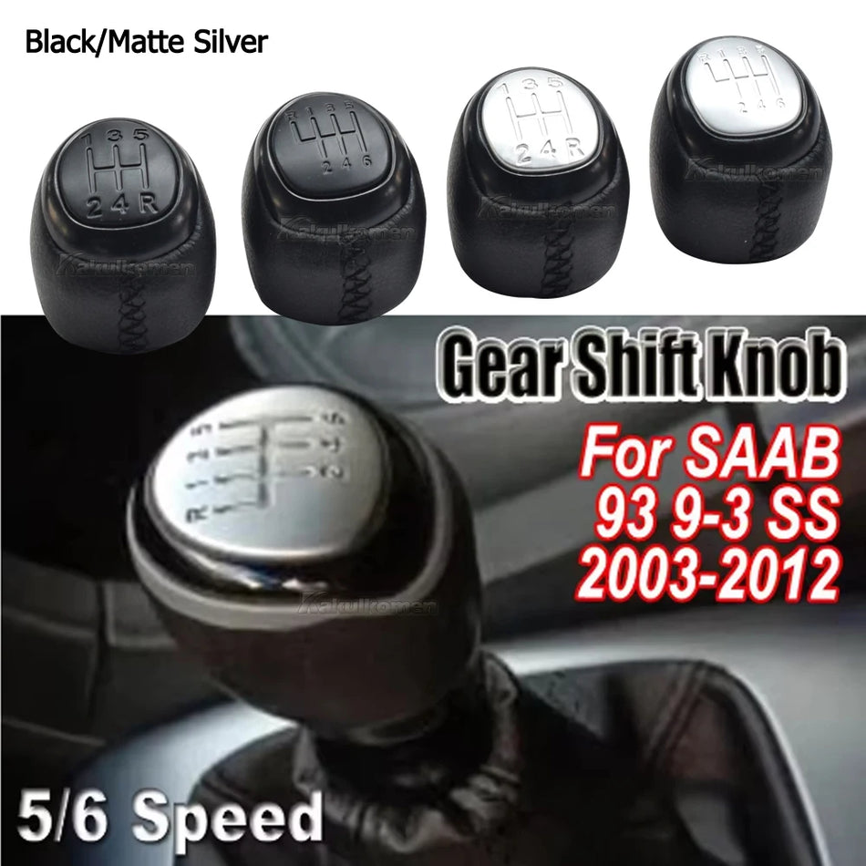 Mânere de schimbător de viteze din piele negre pentru SAAB 93 9-3 SS 2003-2012