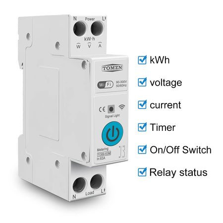 TOMZN 63A 1P+N WiFi Smart Switch with Energy Metering &amp; Protection
