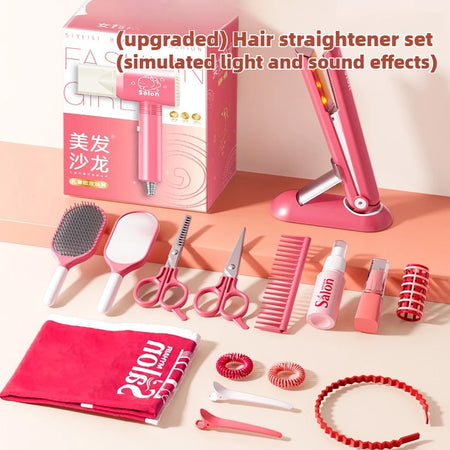 Girls Beauty Salon &ndash; Realistic Pretend Hair Styling Kit Upgraded Flat iron