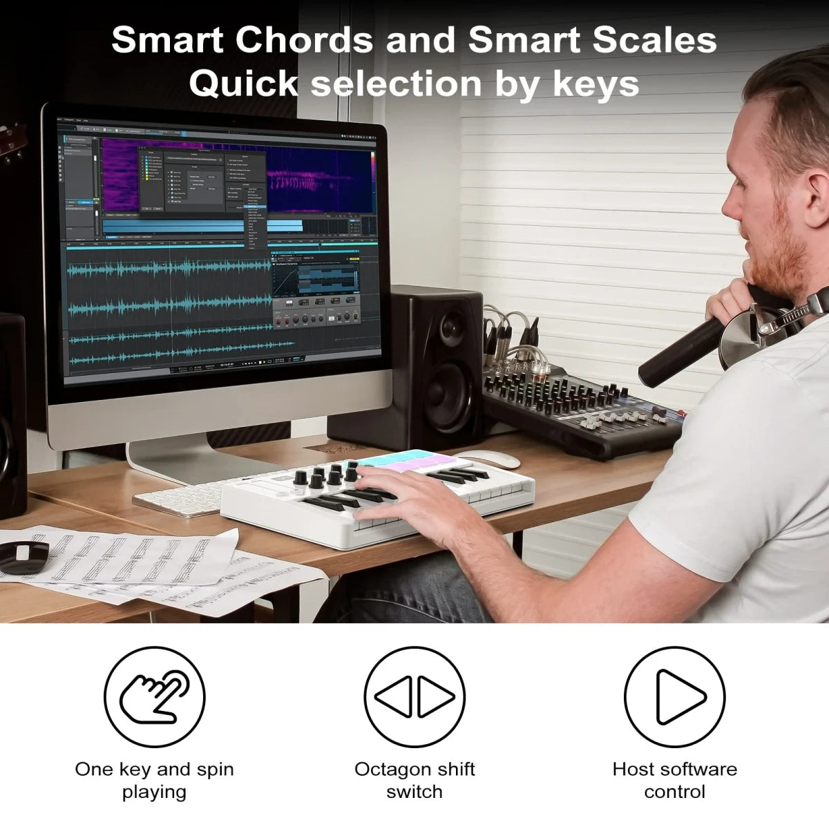 M-VAVE SMK-25 USB MIDI Keyboard Controller &ndash; 8 Backlit Pads