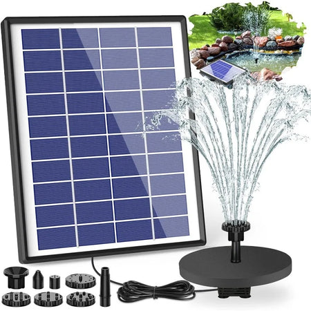 6.5W Split Solar Fountain Pump &ndash; Six Nozzles for Bird Bath