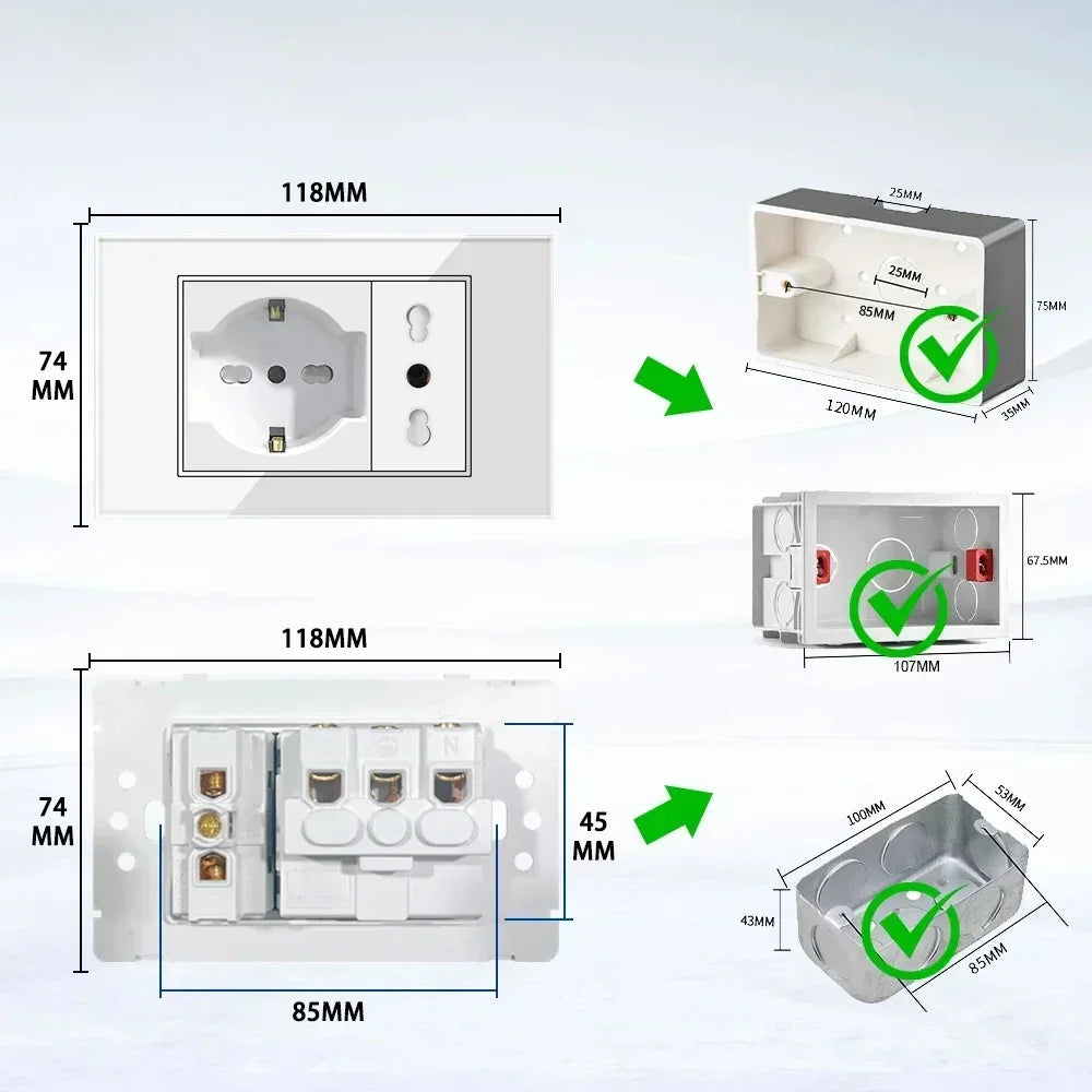White Glass USB TypeC Wall Socket &ndash; Smart WiFi Switch