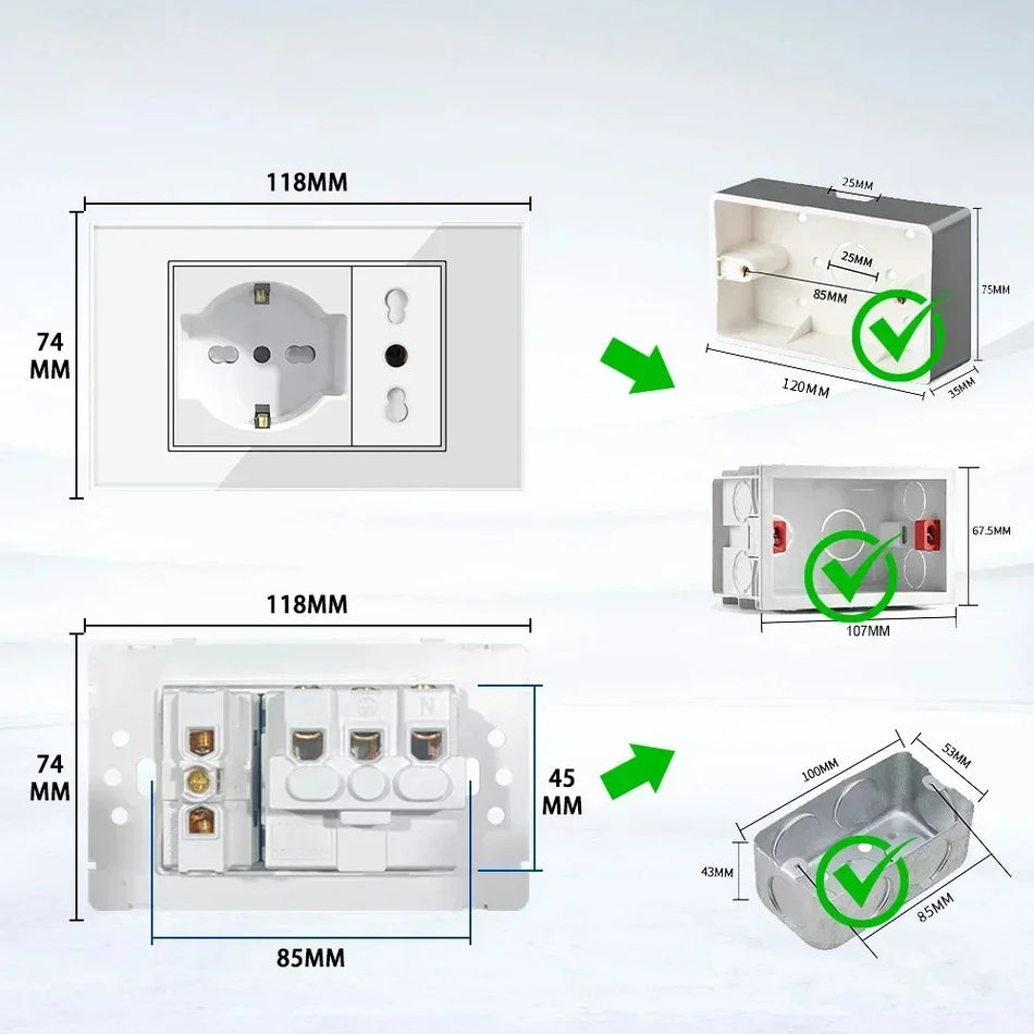 White Glass USB TypeC Wall Socket &ndash; Smart WiFi Switch