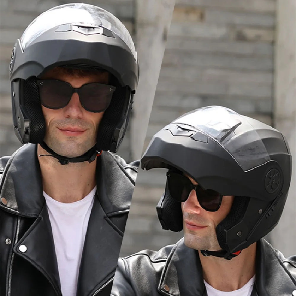 bld motorcycle helmets 3/4 Open Face Adult Motorbike Helmet Double Visor AHR BLD-M63 Full Face DOT