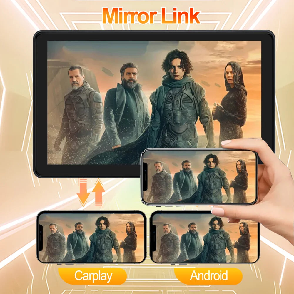 Incell 10.1 Inch Android 13 Car Headrest Monitor &ndash; Ultra-Thin Touch Screen with Carplay and Ambient Lights