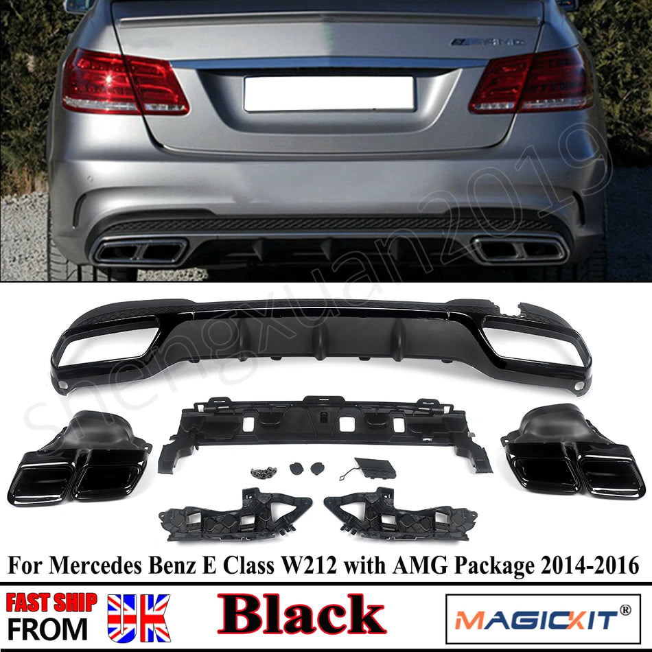 Difusor trasero de parachoques Mercedes-Benz E-Class W212 con tubos de escape aspecto E63