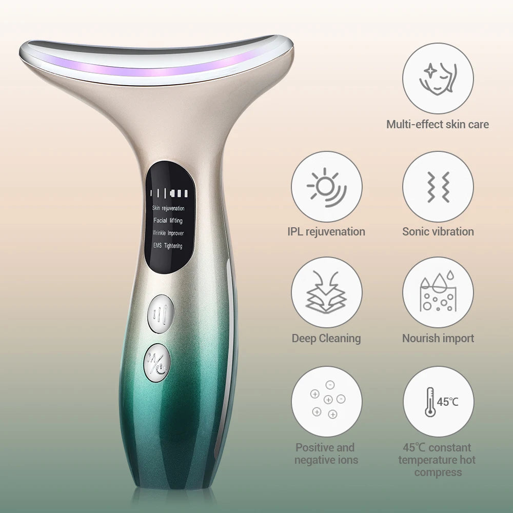 PASTSKY EMS Neck &amp; Face Beauty Massager with LED Photon Therapy