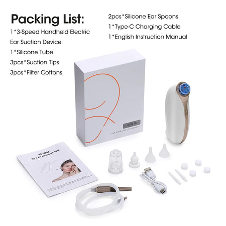 3 Modes Ear Wax Vacuum Removal Set - Adjustable Suction Ivory