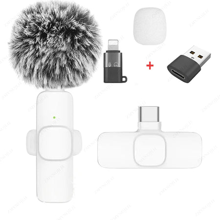 ZMYNOJLH Wireless Lavalier Microphone for iPhone, Android, and PC White 1in1-C-IOSUSB / CHINA