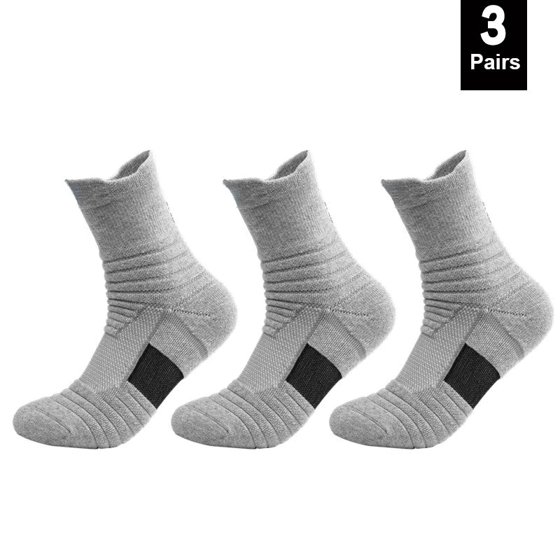 Men's Anti-slip Sports Socks 3pairs-long-grey / EU39-45