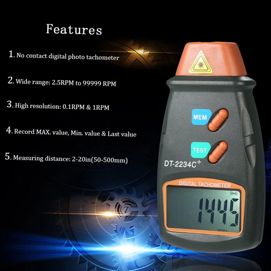Handhållen Laser Tachometer Icke Kontakt RPM Digital Display