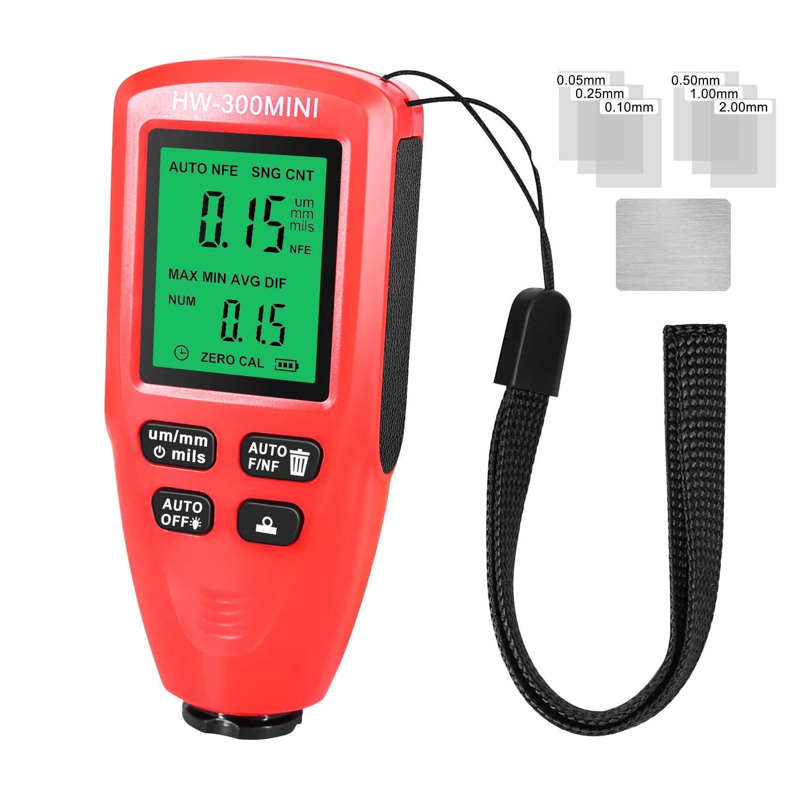 HW-300MAX Car Paint Thickness Gauge &ndash; LCD Backlight HW300MINIRed