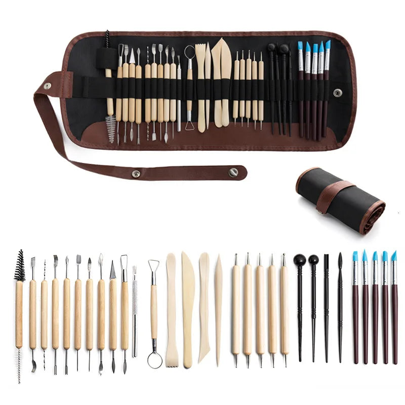 Comprehensive 61-Piece Ceramic Sculpture &amp; Pottery Tool Set 30pcs