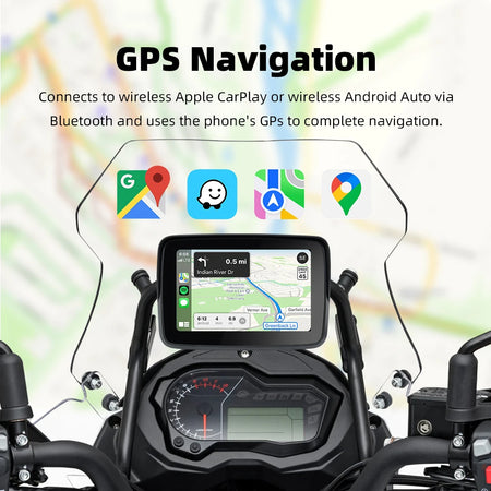 EVKEY Motorcycle Navigation CarPlay Display Screen &ndash; Wireless Android Auto Waterproof Monitor