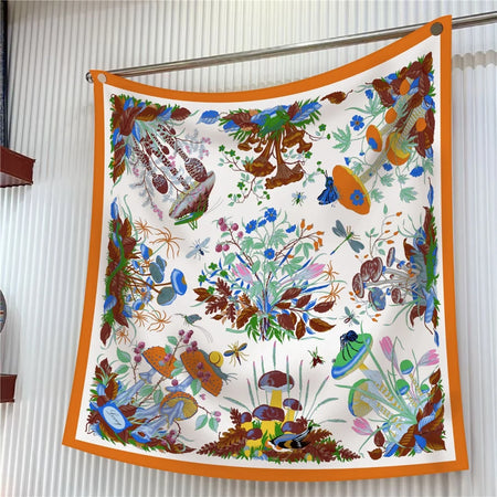 Pobing Silk Scarf &ndash; Elegant Floral Print Design