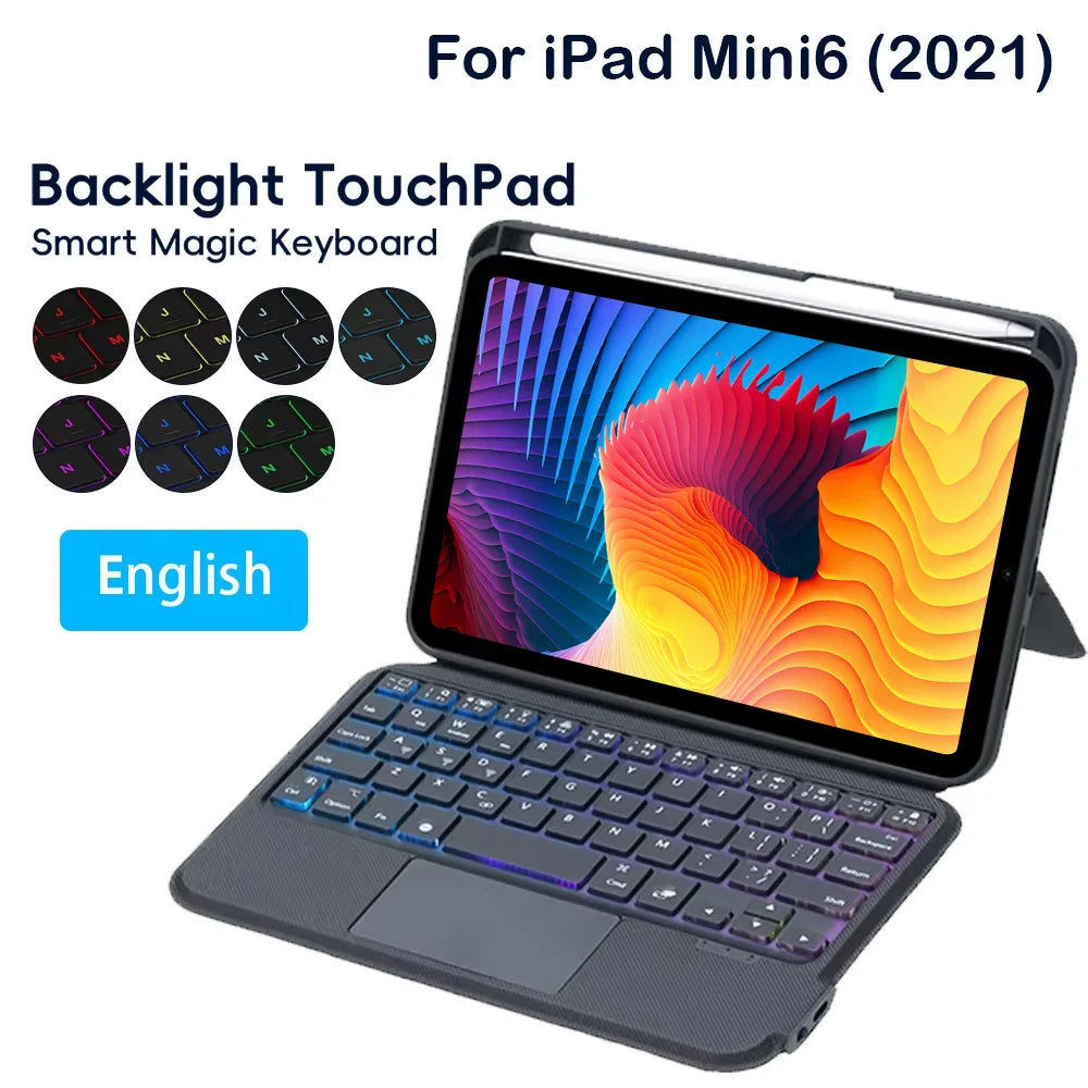 Split Keyboard Case for iPad Mini 6 &ndash; RGB Backlit Trackpad
