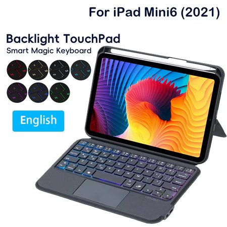 Split Keyboard Case for iPad Mini 6 &ndash; RGB Backlit Trackpad