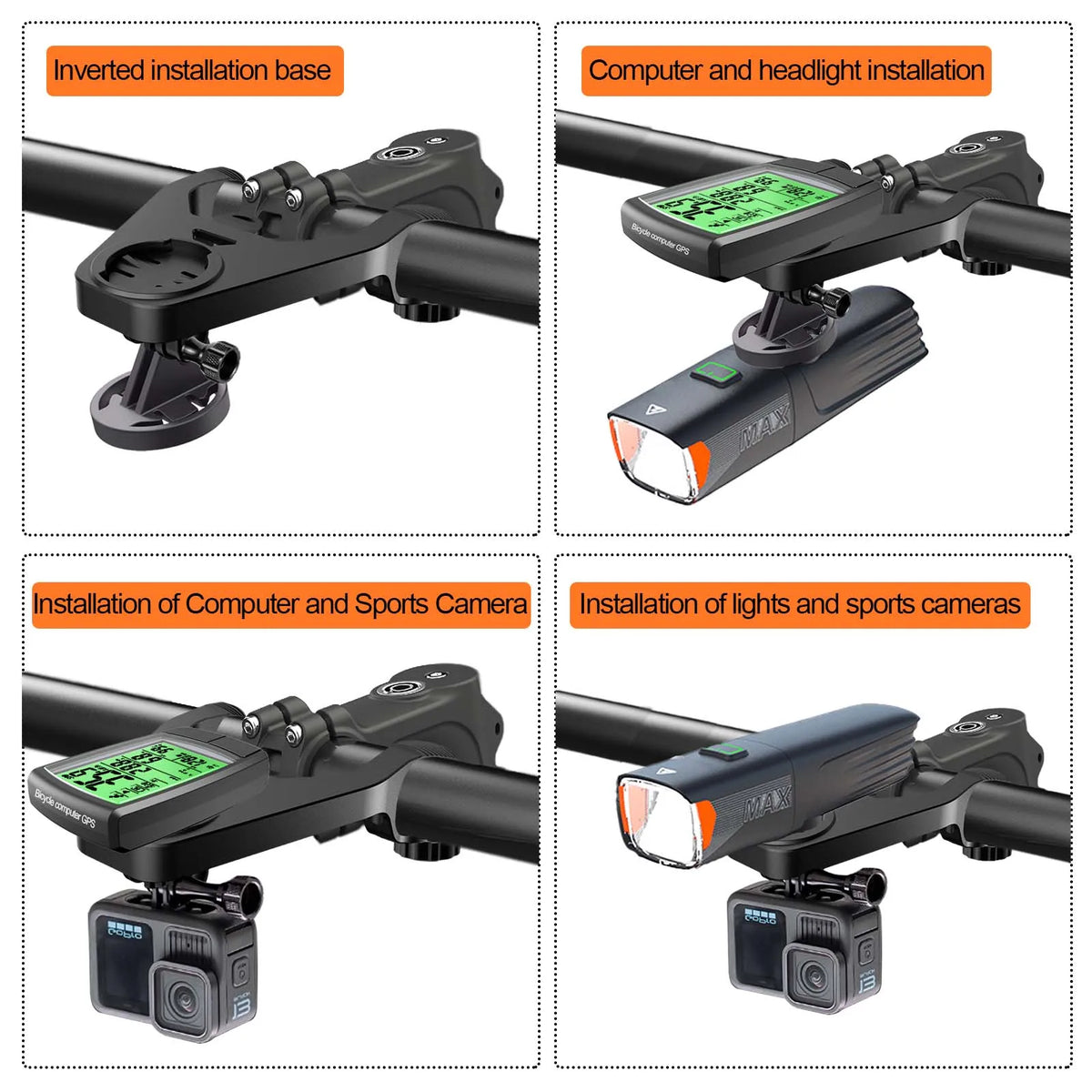 Bicycle Computer Mount Extension Bracket &ndash; Versatile Gopro Connection Interface