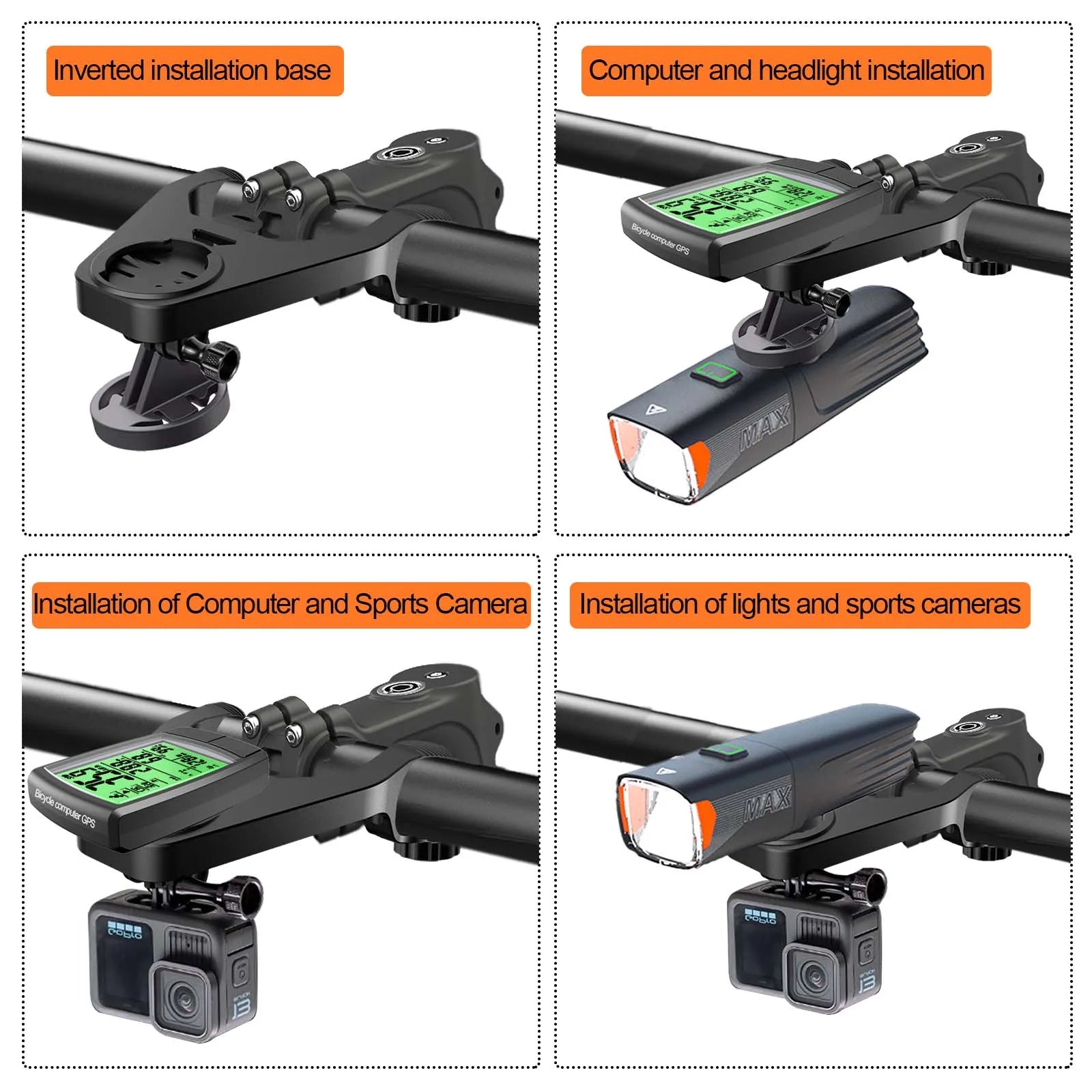 Bicycle Computer Mount Extension Bracket &ndash; Versatile Gopro Connection Interface