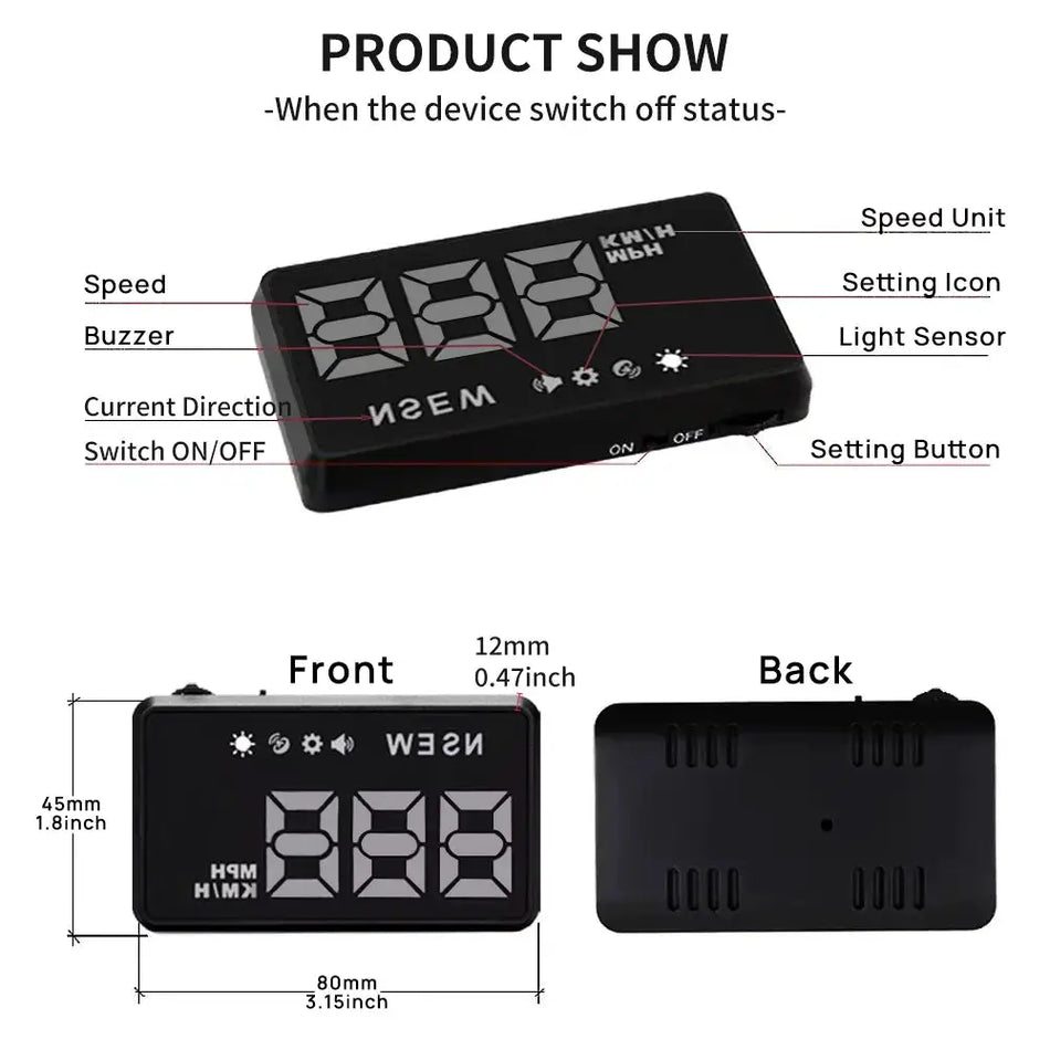 Digital HUD Head-Up Display For Cars With Speedometer And GPS by InterCyprus Trading Ltd