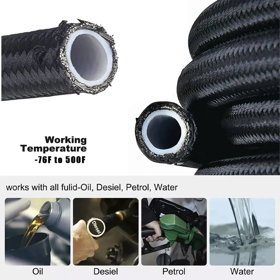 VOLM YG06 Car Fuel Hose With PTFE E85, AN4 AN6 NA8 AN10 Fuel Line