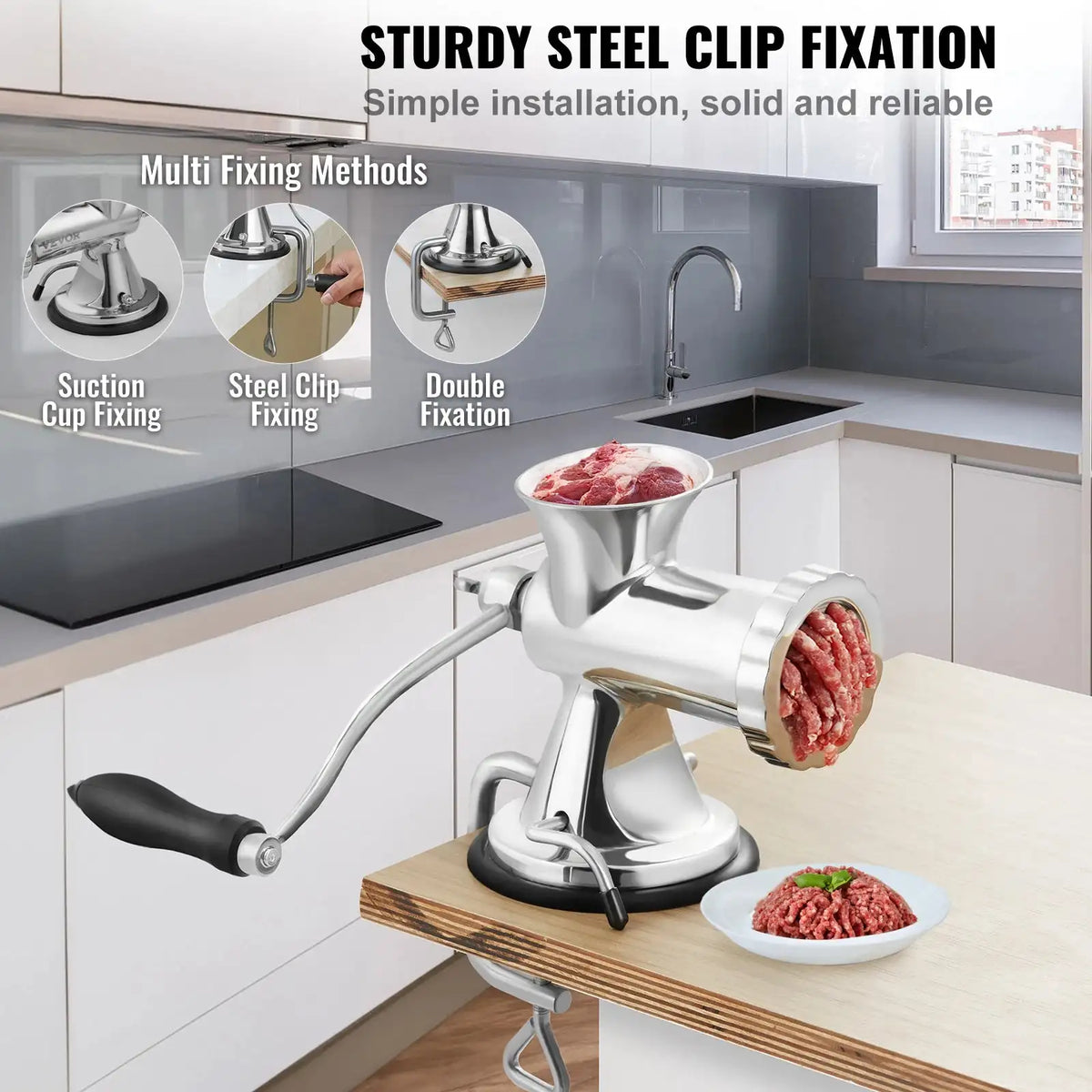 Manual Meat Grinder 304 Stainless With Suction Cup