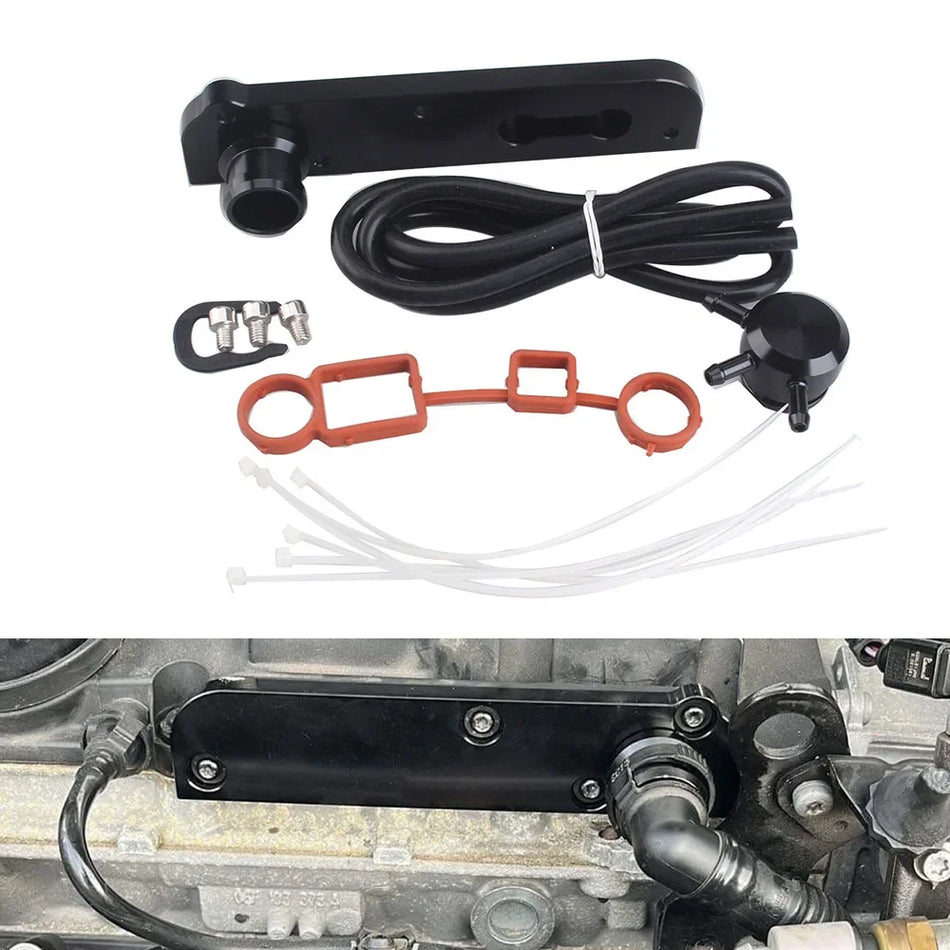 Juego de adaptador de PCV de billet con cubierta de kit de sobrepresión para Audi VW 2.0 TFSI