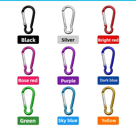 Aluminum Alloy Gourd Shaped Model 5 Outdoor Safety Spring Hook Carabiner with LED Light for Climbing Water Bottle Backpack 9PCS color mixing