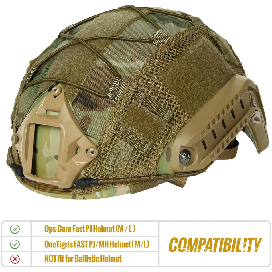 Copertura per casco tattico resistente all'acqua, 500D Cordura Camo, adatta per caschi Airsoft