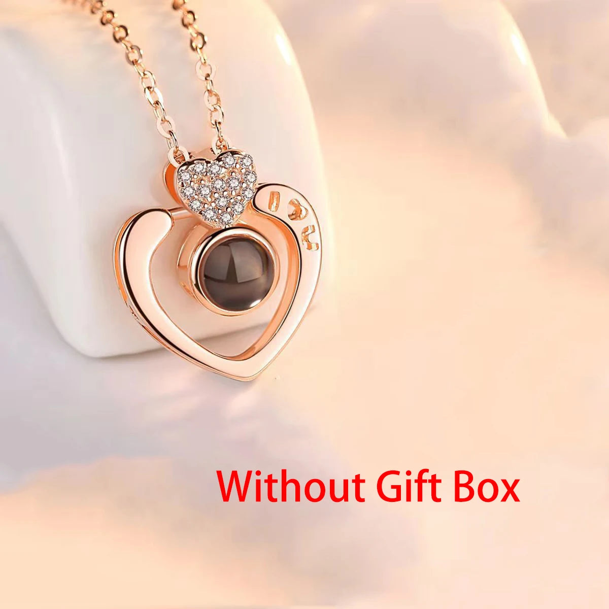 Love Projection Necklace - 100 Languages I Love You in Heart Pendant Gold-Without Box / 45cm